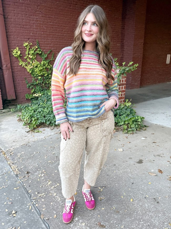 Riley Rainbow Sweater-Sky Purple-1- Tops-Wishlist-Usher & Co - Women's Boutique Located in Atoka, OK and Durant, OK