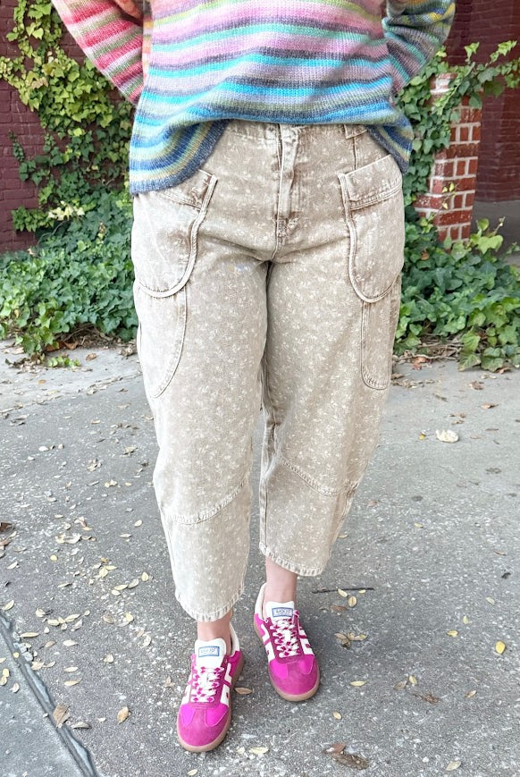 Camille Barrel Pants-Latte-4- Bottoms-Easel-Usher & Co - Women's Boutique Located in Atoka, OK and Durant, OK