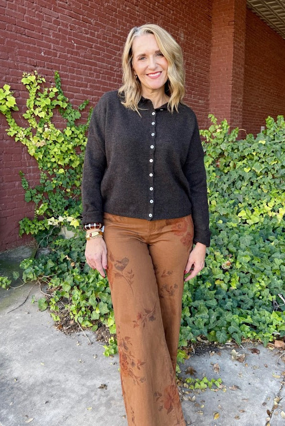 Flora Twill Pants-Mocha-4- Bottoms-Easel-Usher & Co - Women's Boutique Located in Atoka, OK and Durant, OK