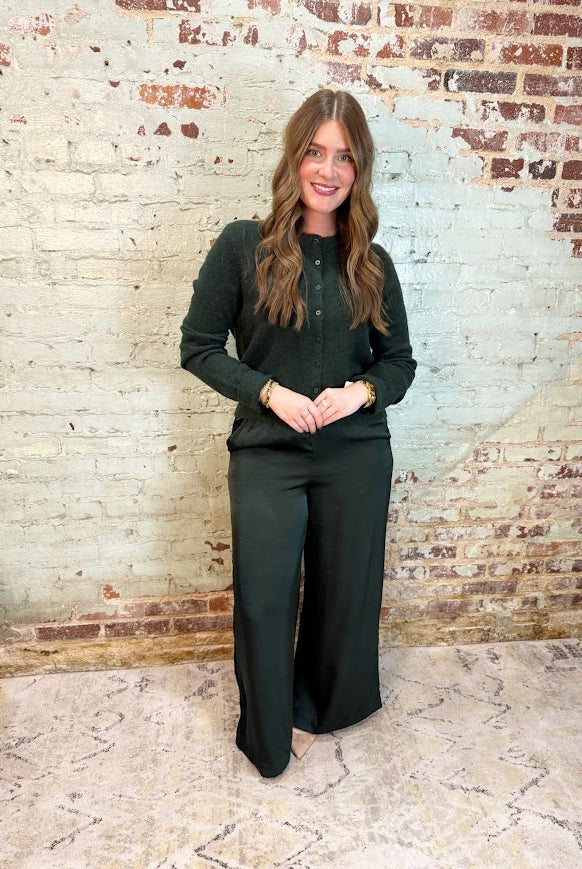 Z SUPPLY: Isolde Satin Pant-Garland Green-4- Bottoms-Z SUPPLY-Usher & Co - Women's Boutique Located in Atoka, OK and Durant, OK