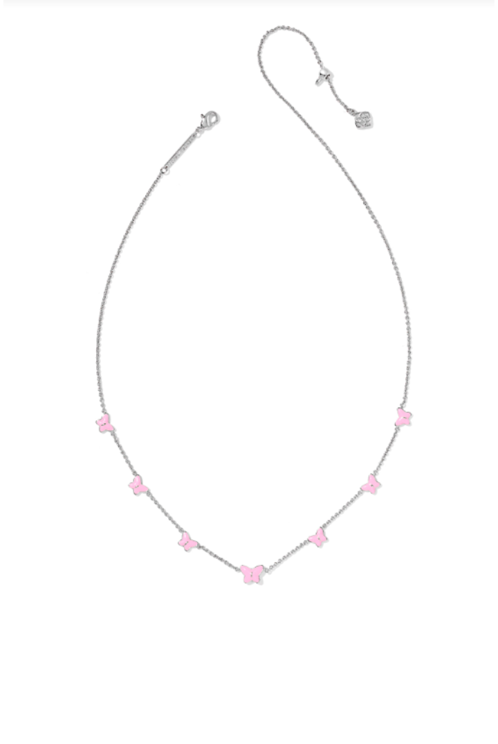 KENDRA SCOTT: Lillia Butterfly Enamel Necklace-Silver Pink Enamel-7- Jewelry-Kendra Scott-Usher & Co - Women's Boutique Located in Atoka, OK and Durant, OK