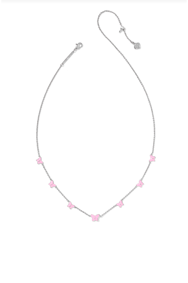 KENDRA SCOTT: Lillia Butterfly Enamel Necklace-Silver Pink Enamel-7- Jewelry-Kendra Scott-Usher & Co - Women's Boutique Located in Atoka, OK and Durant, OK