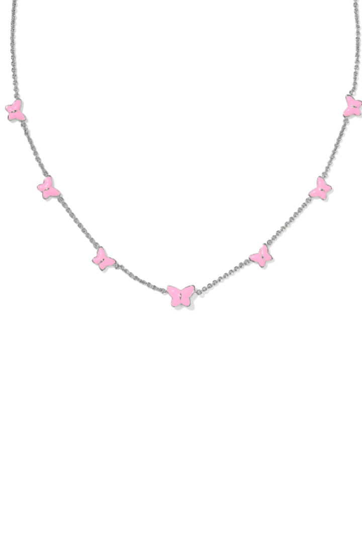 KENDRA SCOTT: Lillia Butterfly Enamel Necklace-Silver Pink Enamel-7- Jewelry-Kendra Scott-Usher & Co - Women's Boutique Located in Atoka, OK and Durant, OK