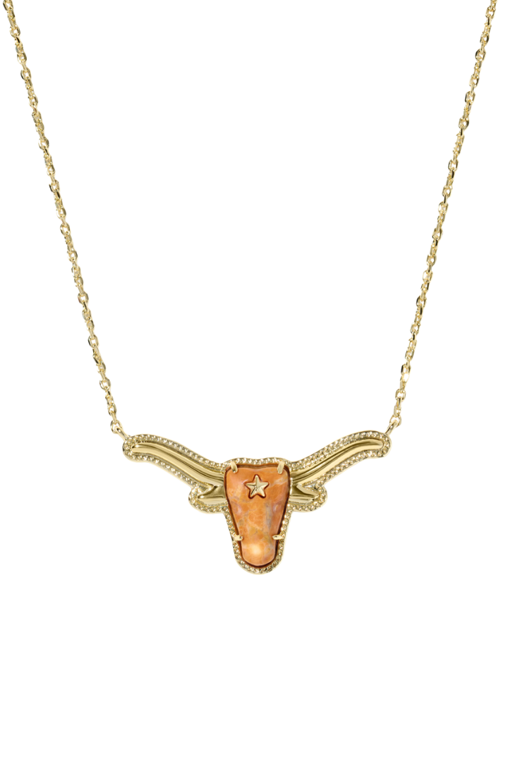 Kendra Scott: Longhorn Short Pendant Necklace-Orange Magnesite-7- Jewelry-Kendra Scott-Usher & Co - Women's Boutique Located in Atoka, OK and Durant, OK