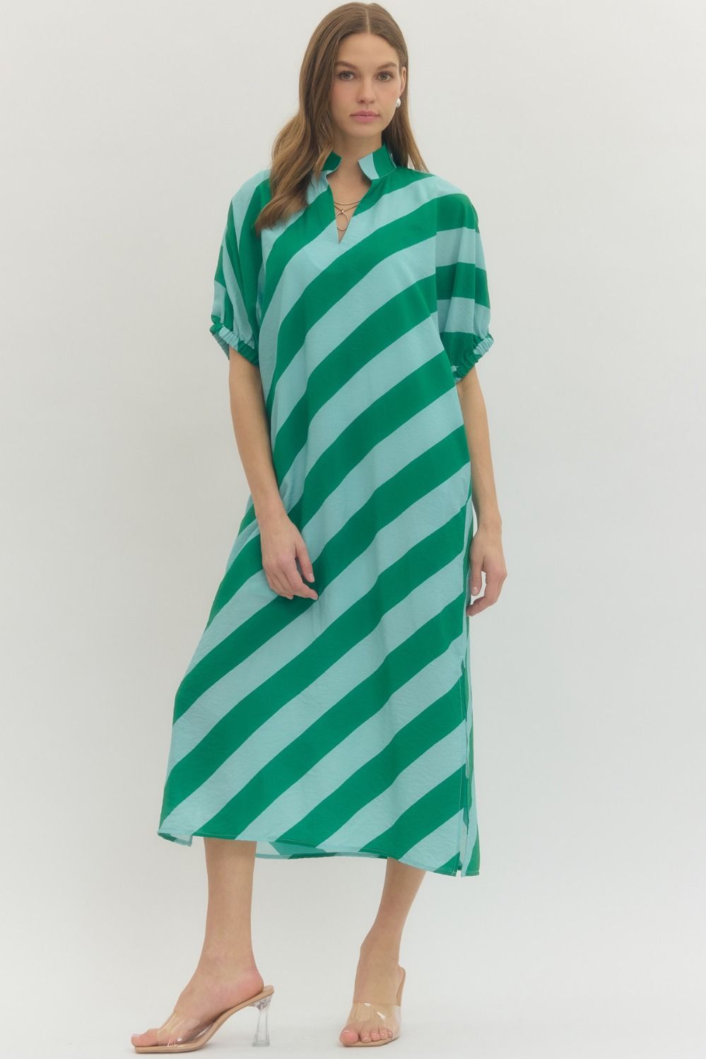 Madelyn Stripe Midi Dress-6- Dress/Romp/Jump-ENTRO-Usher & Co - Women's Boutique Located in Atoka, OK and Durant, OK
