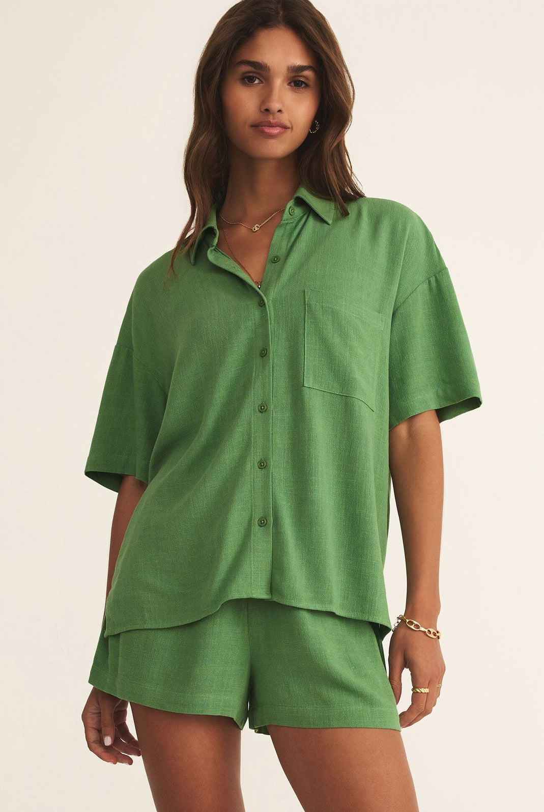 Z SUPPLY: Tinsley Button Up Shirt-Lawn-1- Tops-Z SUPPLY-Usher & Co - Women's Boutique Located in Atoka, OK and Durant, OK