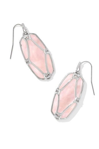 KENDRA SCOTT: Elle Lattice Frame Earrings-Silver Blush Ivory Mother Of Pearl-7- Jewelry-Kendra Scott-Usher & Co - Women's Boutique Located in Atoka, OK and Durant, OK