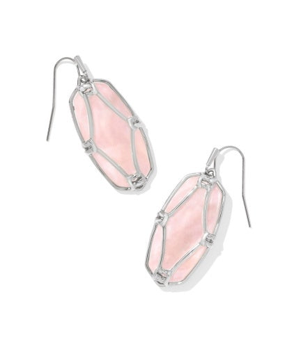 KENDRA SCOTT: Elle Lattice Frame Earrings-Silver Blush Ivory Mother Of Pearl-7- Jewelry-Kendra Scott-Usher & Co - Women's Boutique Located in Atoka, OK and Durant, OK