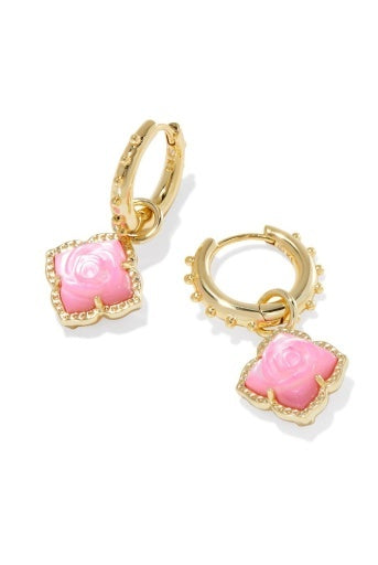 KENDRA SCOTT: Mallory Rose Huggie Earrings-Gold Blush Ivory Mother Of Pearl-7- Jewelry-Kendra Scott-Usher & Co - Women's Boutique Located in Atoka, OK and Durant, OK