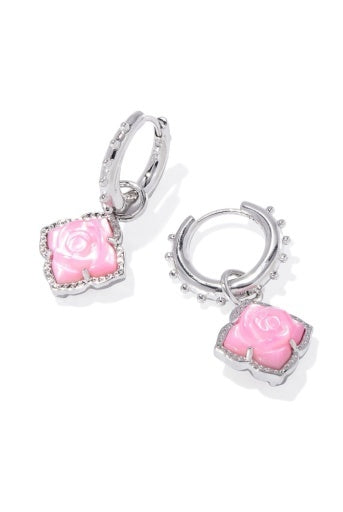 KENDRA SCOTT: Mallory Rose Huggie Earrings- Silver Blush Ivory Mother Of Pearl-7- Jewelry-Kendra Scott-Usher & Co - Women's Boutique Located in Atoka, OK and Durant, OK