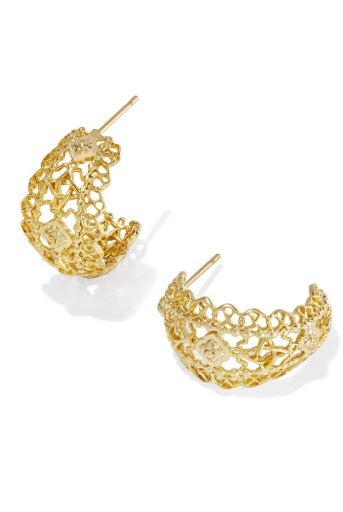 KENDRA SCOTT: Krista Lace Huggie Earrings-Gold-7- Jewelry-Kendra Scott-Usher & Co - Women's Boutique Located in Atoka, OK and Durant, OK