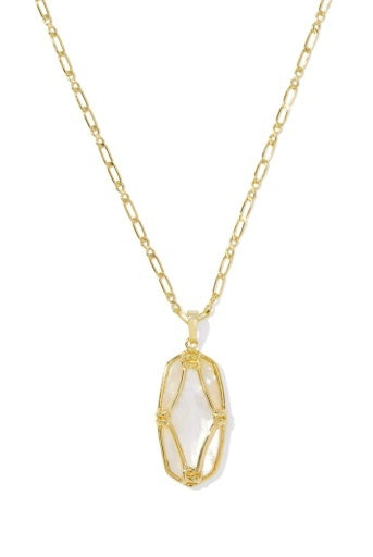 KENDRA SCOTT: Elle Lattice Frame Long Necklace-Gold Ivory Mother Of Pearl-7- Jewelry-Kendra Scott-Usher & Co - Women's Boutique Located in Atoka, OK and Durant, OK