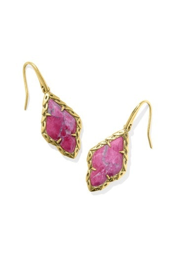 KENDRA SCOTT: Adeline Drop Earrings-Vintage Gold Dark Fuchsia Variegated Magnesite-7- Jewelry-Kendra Scott-Usher & Co - Women's Boutique Located in Atoka, OK and Durant, OK