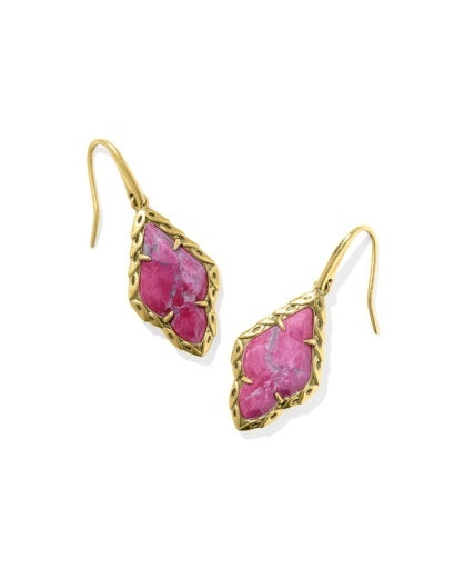 KENDRA SCOTT: Adeline Drop Earrings-Vintage Gold Dark Fuchsia Variegated Magnesite-7- Jewelry-Kendra Scott-Usher & Co - Women's Boutique Located in Atoka, OK and Durant, OK