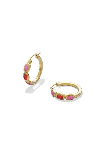 KENDRA SCOTT: Mini Elisa Hoops-Vintage Gold Pink Mix-7- Jewelry-Kendra Scott-Usher & Co - Women's Boutique Located in Atoka, OK and Durant, OK
