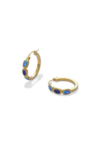 KENDRA SCOTT: Mini Elisa Hoops-Vintage Gold Blue Mix-7- Jewelry-Kendra Scott-Usher & Co - Women's Boutique Located in Atoka, OK and Durant, OK