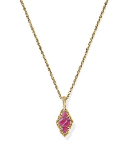 KENDRA SCOTT: Adeline Necklace-Vintage Gold Dark Fuchsia Variegated Magnesite-7- Jewelry-Kendra Scott-Usher & Co - Women's Boutique Located in Atoka, OK and Durant, OK