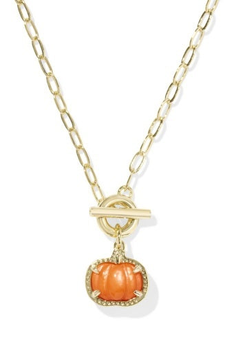 KENDRA SCOTT: Pumpkin Link and Chain Necklace-Gold Orange Mother of Pearl-7- Jewelry-Kendra Scott-Usher & Co - Women's Boutique Located in Atoka, OK and Durant, OK