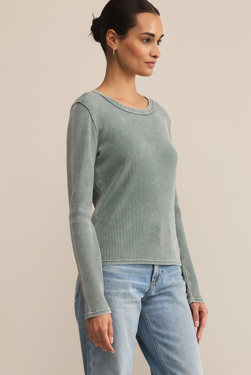 Z SUPPLY: Arlet Mini Thermal Top-Hunter Green-1- Tops-Z SUPPLY-Usher & Co - Women's Boutique Located in Atoka, OK and Durant, OK