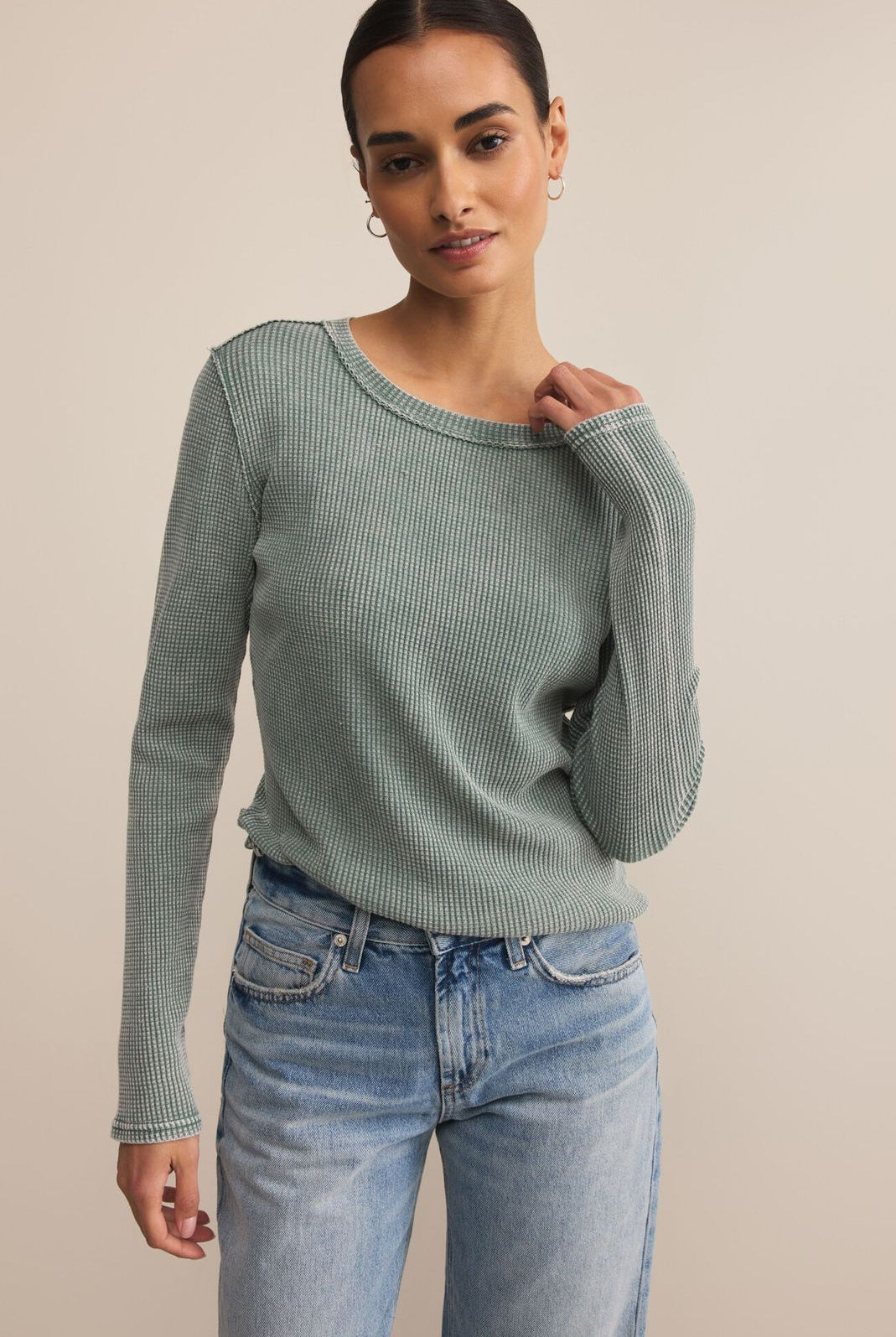 Z SUPPLY: Arlet Mini Thermal Top-Hunter Green-1- Tops-Z SUPPLY-Usher & Co - Women's Boutique Located in Atoka, OK and Durant, OK