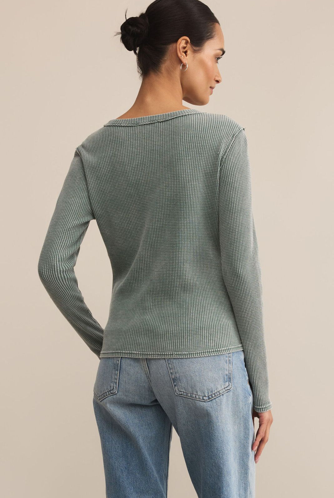 Z SUPPLY: Arlet Mini Thermal Top-Hunter Green-1- Tops-Z SUPPLY-Usher & Co - Women's Boutique Located in Atoka, OK and Durant, OK