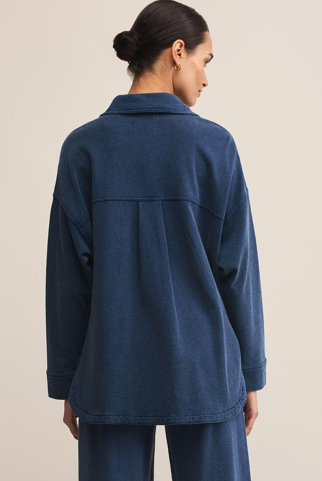 Z SUPPLY: All Day Knit Denim Jacket-Indigo-2- Tops Over-Z SUPPLY-Usher & Co - Women's Boutique Located in Atoka, OK and Durant, OK