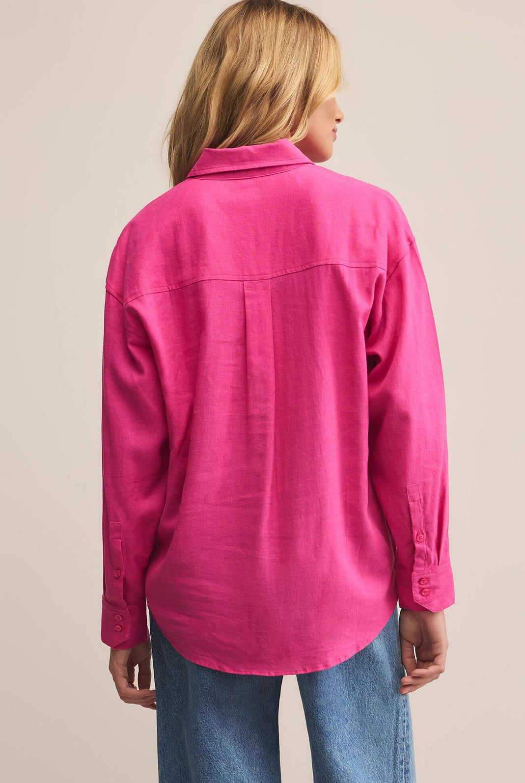 Z SUPPLY: Alfie Linen Button Up-Island Pink-1- Tops-Z SUPPLY-Usher & Co - Women's Boutique Located in Atoka, OK and Durant, OK