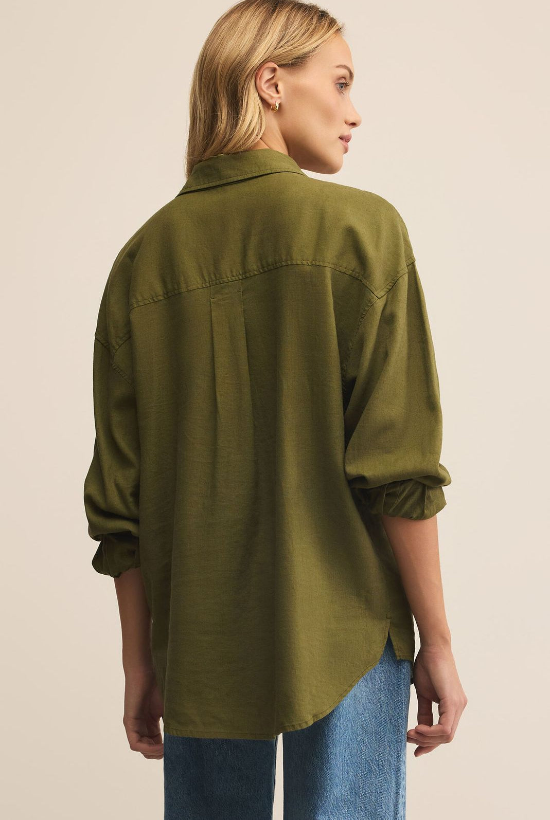 Z SUPPLY: Alfie Linen Button Up-Fern-1- Tops-Z SUPPLY-Usher & Co - Women's Boutique Located in Atoka, OK and Durant, OK