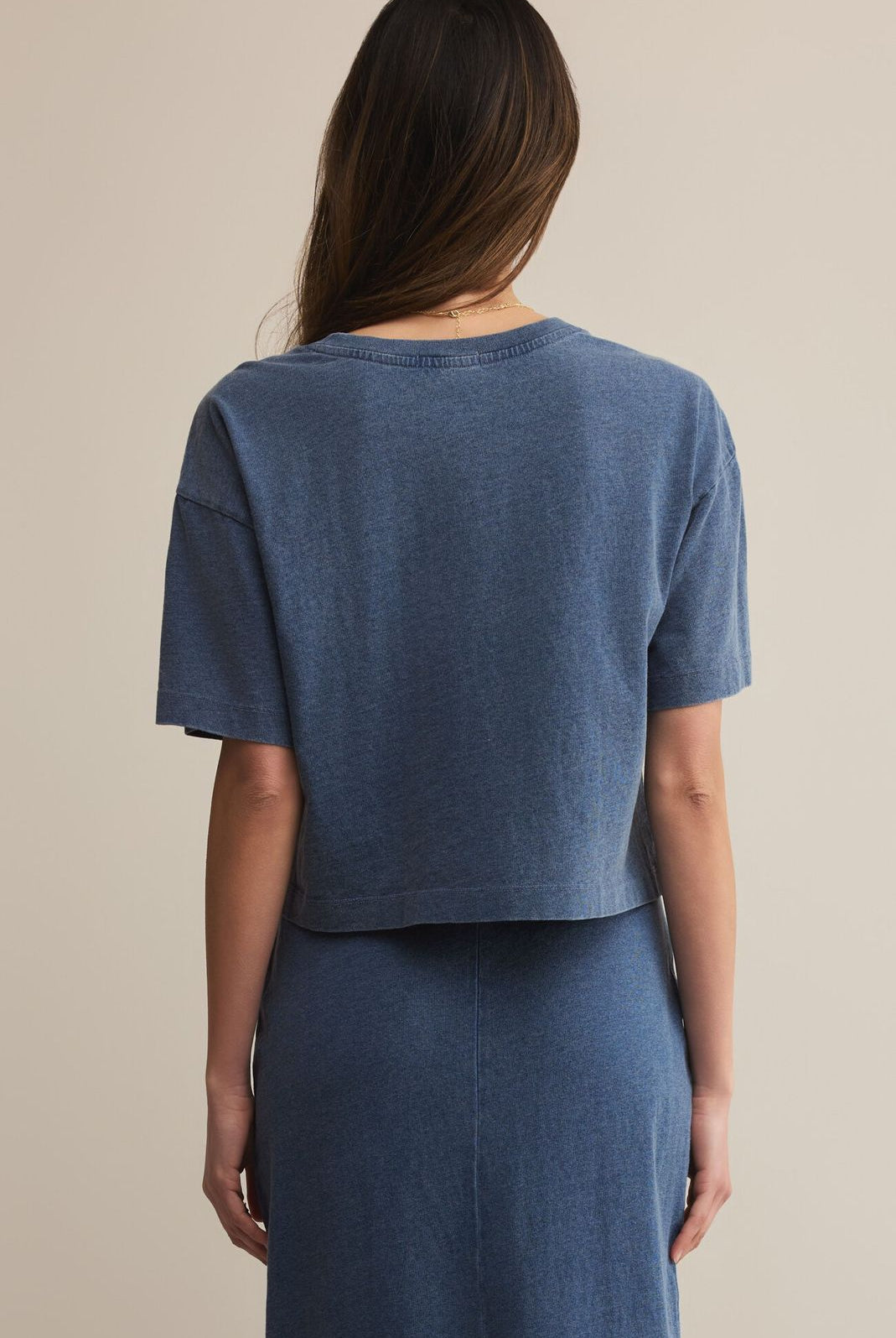 Z SUPPLY: On The Go Tee-Jersey Denim-1- Tops-Z SUPPLY-Usher & Co - Women's Boutique Located in Atoka, OK and Durant, OK