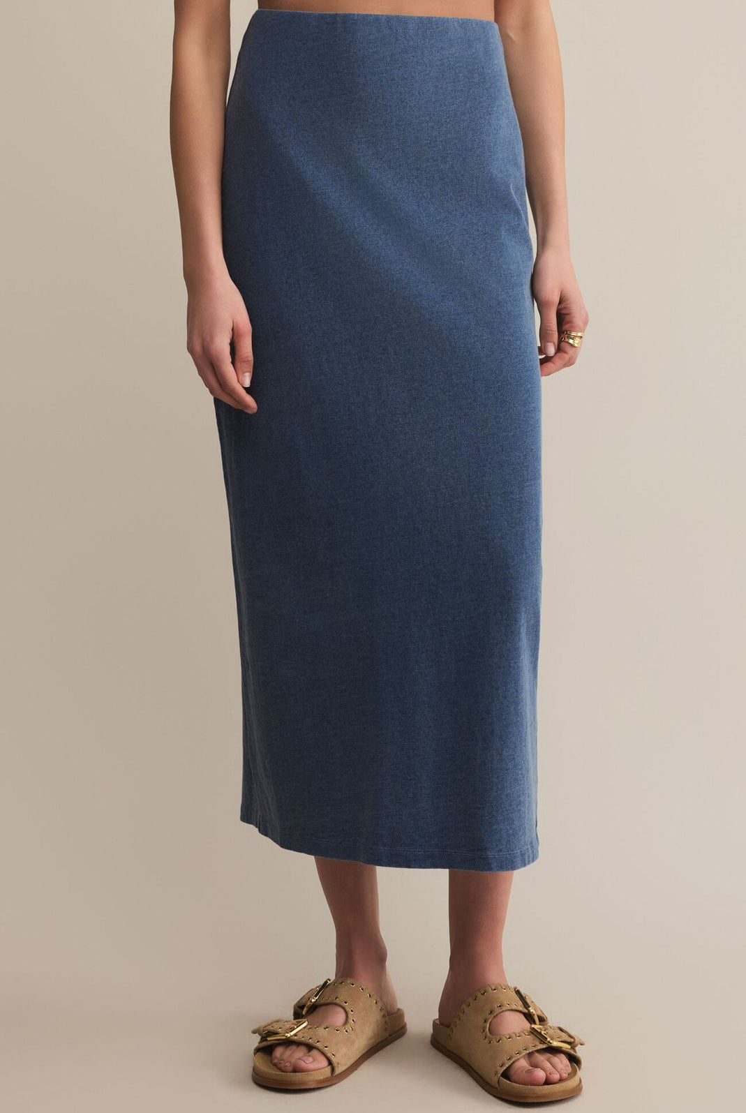 Z SUPPLY: Gail Midi Skirt-Jersey Denim-4- Bottoms-Z SUPPLY-Usher & Co - Women's Boutique Located in Atoka, OK and Durant, OK