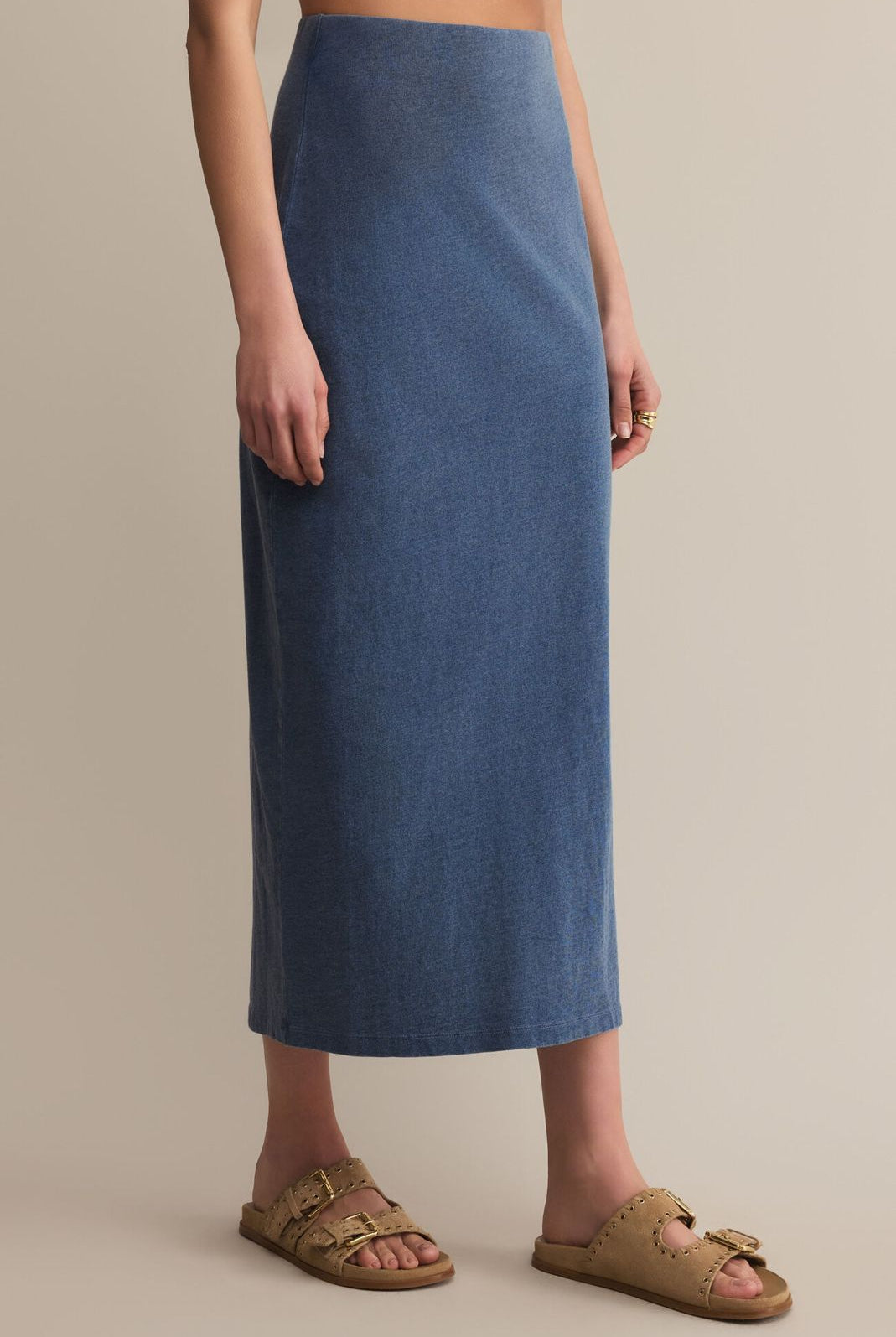 Z SUPPLY: Gail Midi Skirt-Jersey Denim-4- Bottoms-Z SUPPLY-Usher & Co - Women's Boutique Located in Atoka, OK and Durant, OK