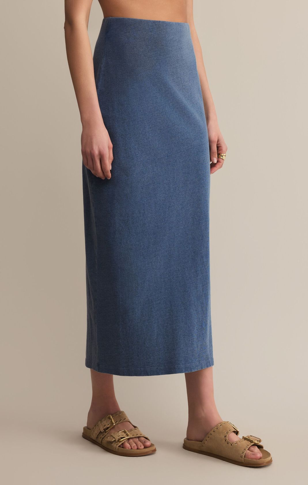 Z SUPPLY: Gail Midi Skirt-Jersey Denim-4- Bottoms-Z SUPPLY-Usher & Co - Women's Boutique Located in Atoka, OK and Durant, OK