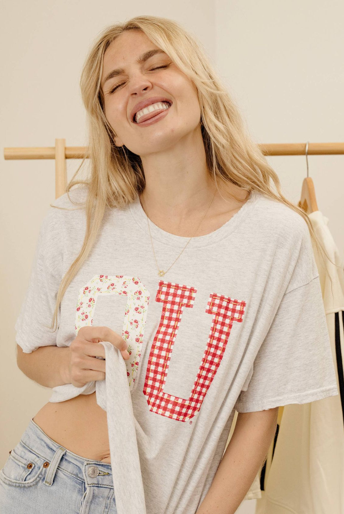 OU Sooners Quilted Puff Ink Thrifted Tee-1- Tops-LIVYLU-Usher & Co - Women's Boutique Located in Atoka, OK and Durant, OK