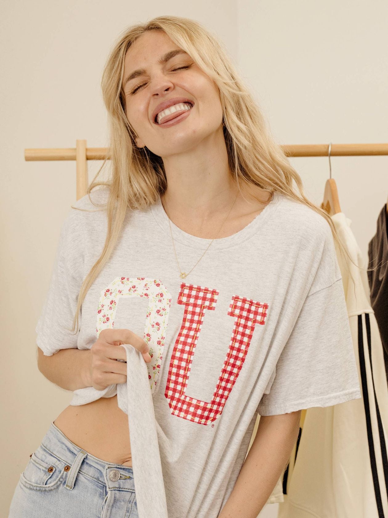 OU Sooners Quilted Puff Ink Thrifted Tee-1- Tops-LIVYLU-Usher & Co - Women's Boutique Located in Atoka, OK and Durant, OK