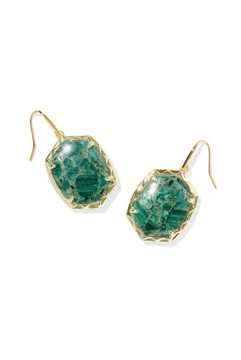 KENDRA SCOTT: Daphne Drop Earrings-Gold Bronze Veined Green Malachite-7- Jewelry-Kendra Scott-Usher & Co - Women's Boutique Located in Atoka, OK and Durant, OK