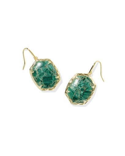 KENDRA SCOTT: Daphne Drop Earrings-Gold Bronze Veined Green Malachite-7- Jewelry-Kendra Scott-Usher & Co - Women's Boutique Located in Atoka, OK and Durant, OK