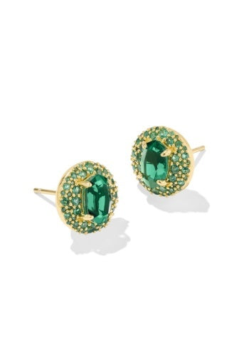 KENDRA SCOTT: Bella Stud Earrings-Gold Dark Green Crystal-7- Jewelry-Kendra Scott-Usher & Co - Women's Boutique Located in Atoka, OK and Durant, OK