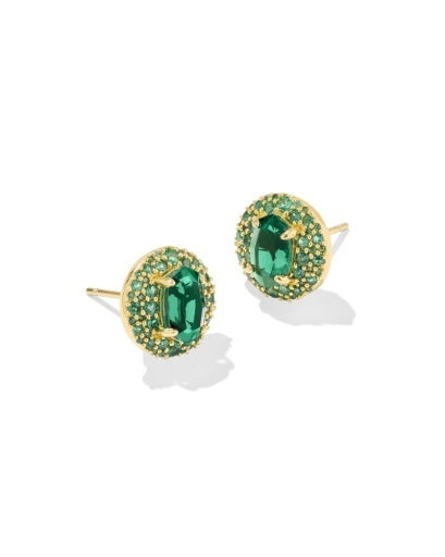 KENDRA SCOTT: Bella Stud Earrings-Gold Dark Green Crystal-7- Jewelry-Kendra Scott-Usher & Co - Women's Boutique Located in Atoka, OK and Durant, OK