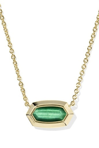 KENDRA SCOTT: Elisa Bezel Necklace-Gold Green Tigers Eye-7- Jewelry-Kendra Scott-Usher & Co - Women's Boutique Located in Atoka, OK and Durant, OK