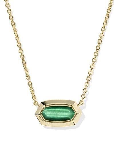 KENDRA SCOTT: Elisa Bezel Necklace-Gold Green Tigers Eye-7- Jewelry-Kendra Scott-Usher & Co - Women's Boutique Located in Atoka, OK and Durant, OK