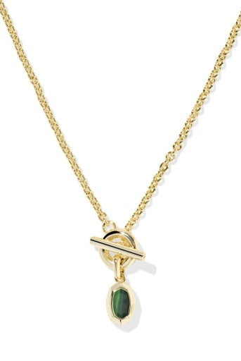 KENDRA SCOTT: Mini Elisa Toggle Necklace-Gold Green Tigers Eye-7- Jewelry-Kendra Scott-Usher & Co - Women's Boutique Located in Atoka, OK and Durant, OK