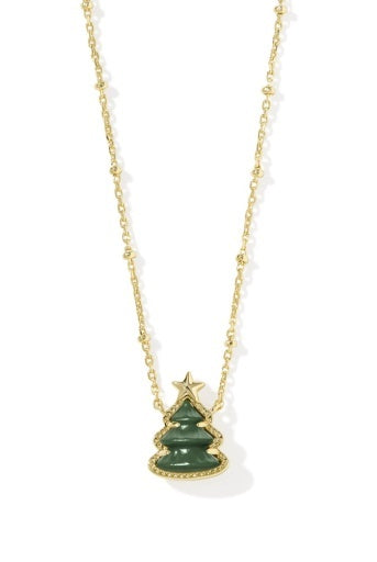 Kendra Scott: Holiday Tree Short Pendant Necklace-Gold Green Quartzite-7- Jewelry-KENDRA SCOTT-Usher & Co - Women's Boutique Located in Atoka, OK and Durant, OK