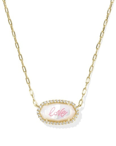 Kendra Scott: Elisa Pave Frame Necklace-Gold Ivory Mother of Pearl-7- Jewelry-KENDRA SCOTT-Usher & Co - Women's Boutique Located in Atoka, OK and Durant, OK