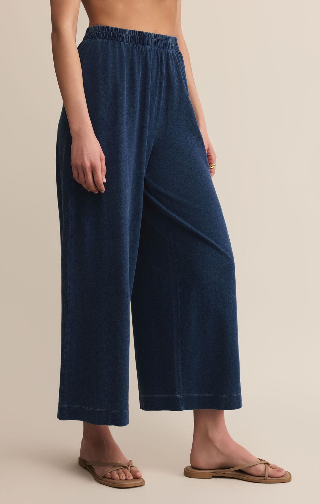 Z Supply: Scout Jersey Denim Pant-Indigo-4- Bottoms-Z SUPPLY-Usher & Co - Women's Boutique Located in Atoka, OK and Durant, OK