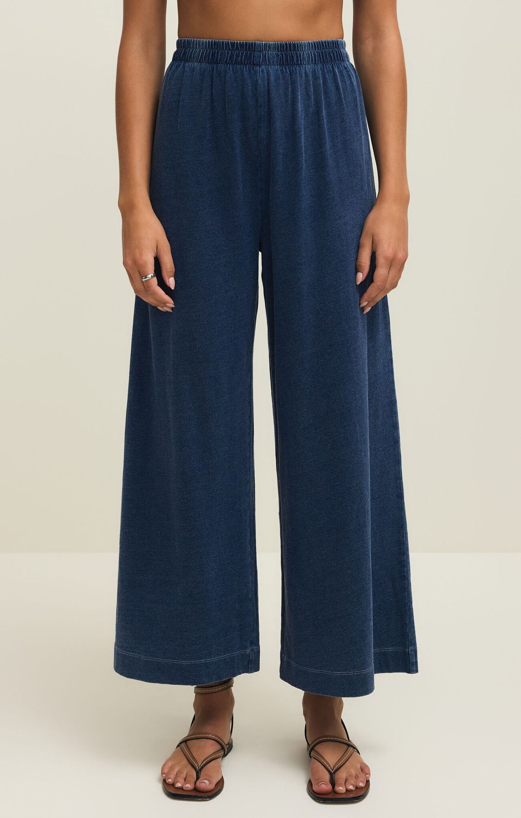 Z Supply: Scout Jersey Denim Pant-Indigo-4- Bottoms-Z SUPPLY-Usher & Co - Women's Boutique Located in Atoka, OK and Durant, OK