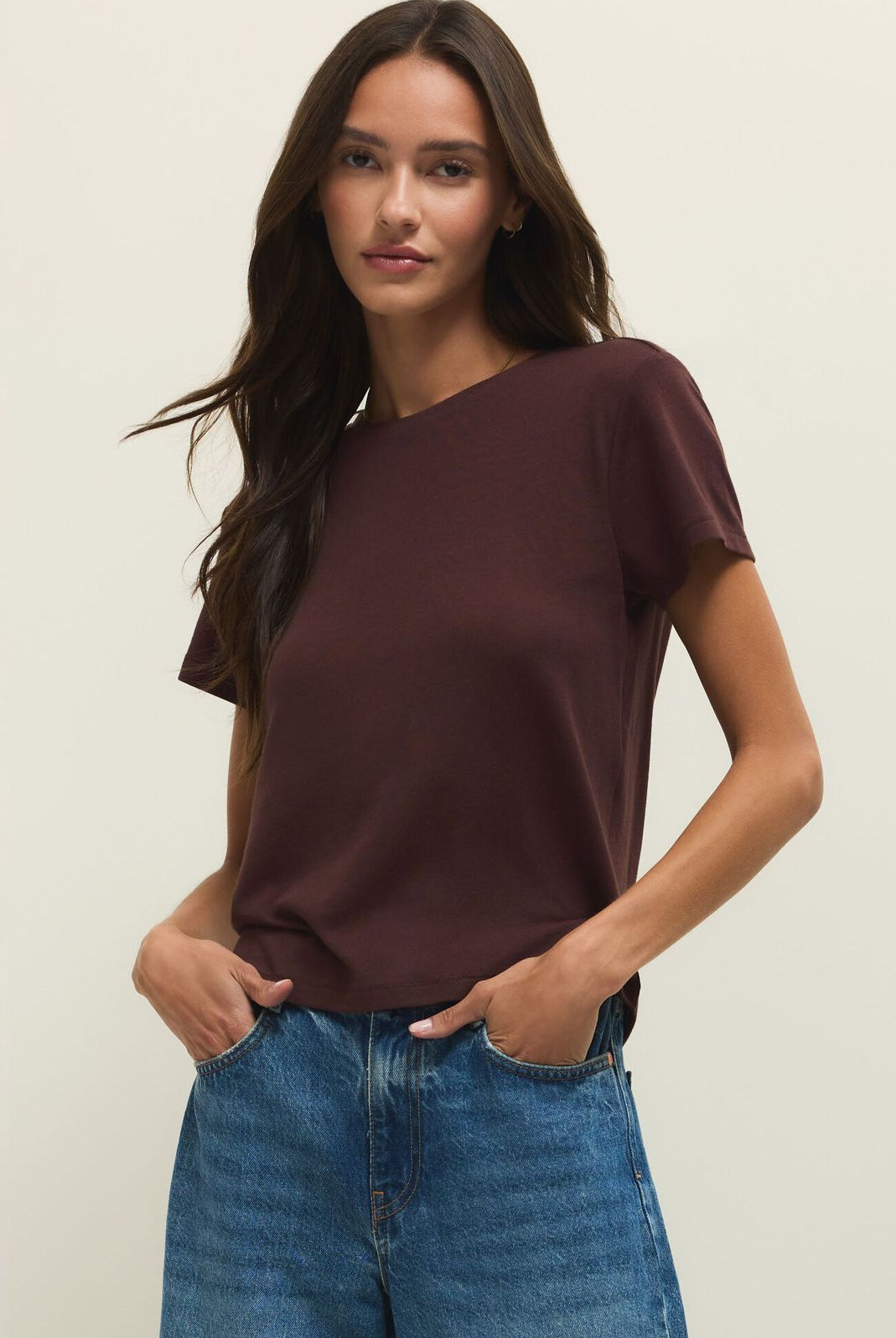 Z SUPPLY: Tourist Tee-Chocolate Cherry-1- Tops-Z SUPPLY-Usher & Co - Women's Boutique Located in Atoka, OK and Durant, OK