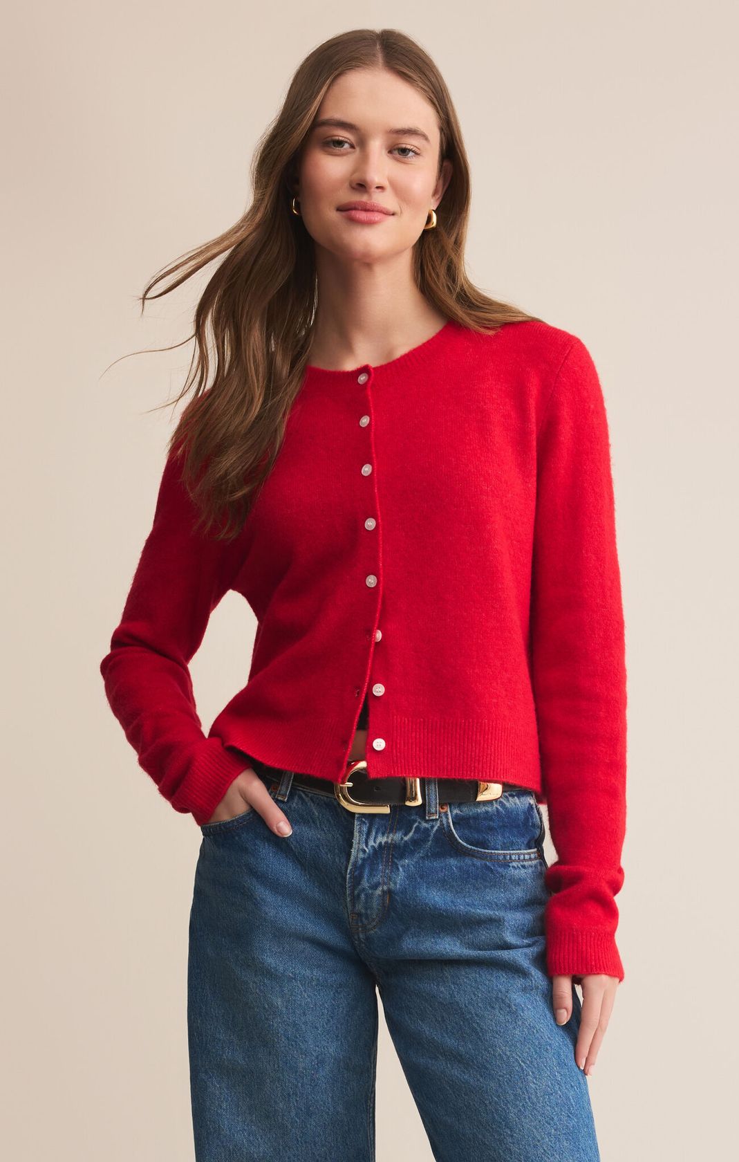 Z SUPPLY: Medina Cardigan-Festive Red-1- Tops-Z SUPPLY-Usher & Co - Women's Boutique Located in Atoka, OK and Durant, OK