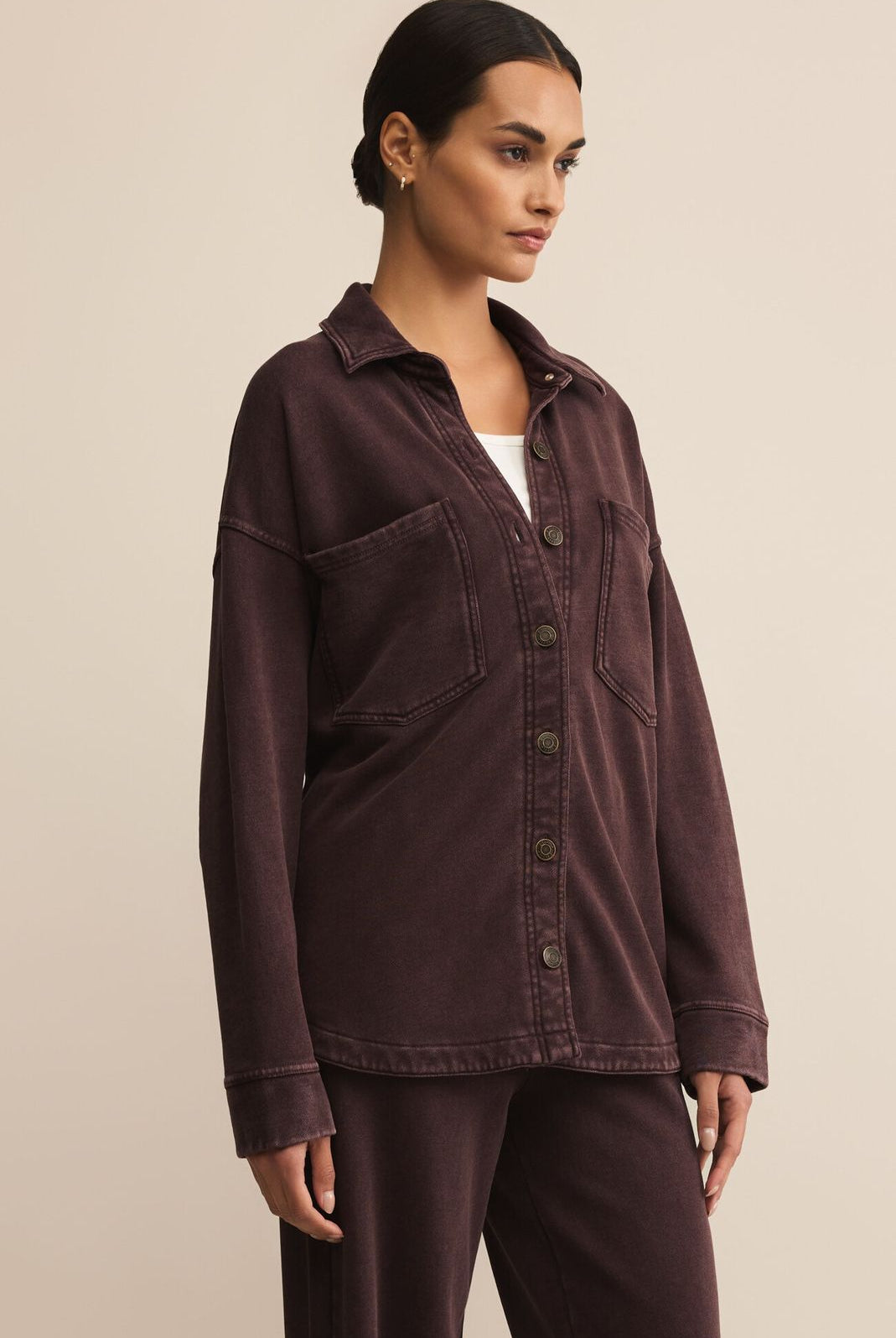 Z SUPPLY: All Day Knit Jacket-Chocolate Cherry-2- Tops Over-Z SUPPLY-Usher & Co - Women's Boutique Located in Atoka, OK and Durant, OK