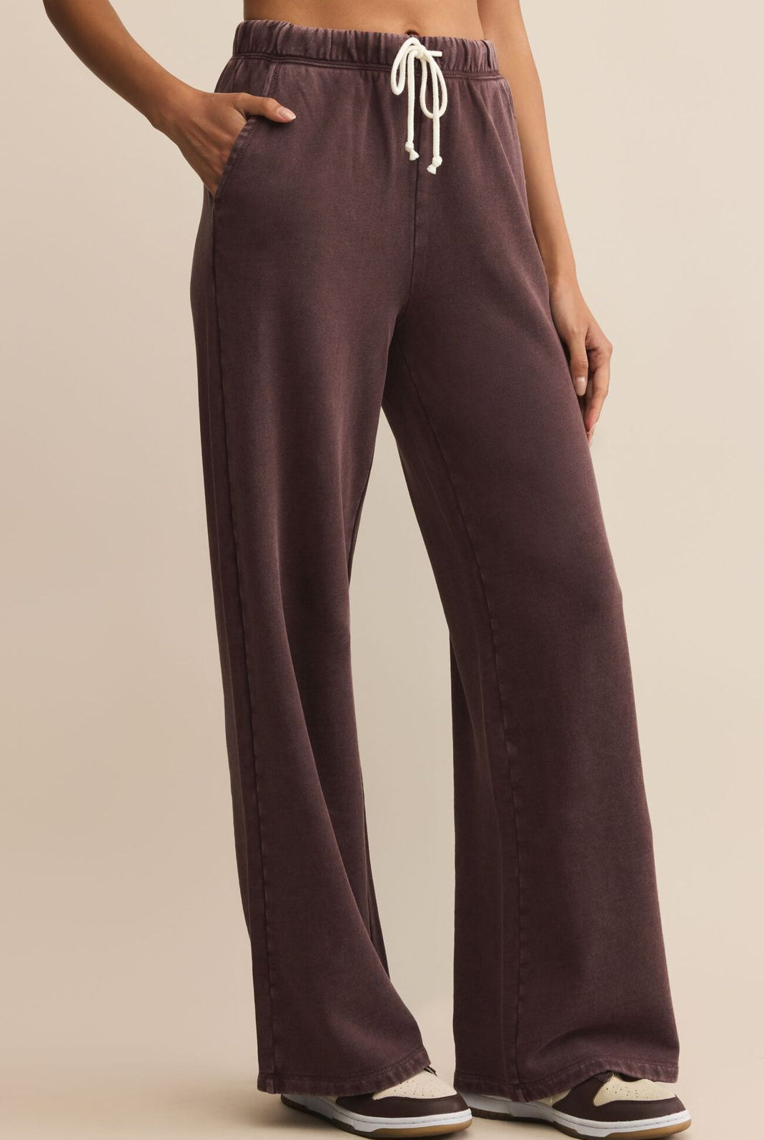 Z SUPPLY: Hunter Knit Pant-Chocolate Cherry-4- Bottoms-Z SUPPLY-Usher & Co - Women's Boutique Located in Atoka, OK and Durant, OK
