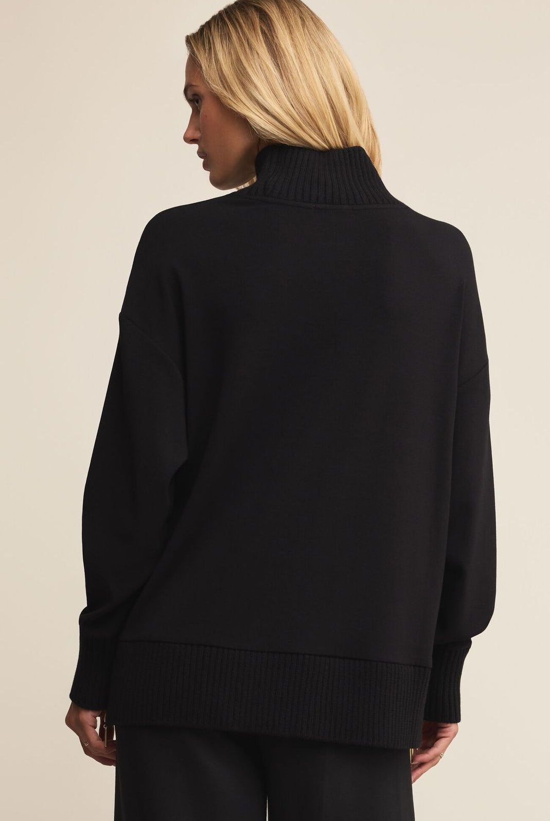 Z SUPPLY: Sable Rib Sweatshirt-Black-1- Tops-Z SUPPLY-Usher & Co - Women's Boutique Located in Atoka, OK and Durant, OK